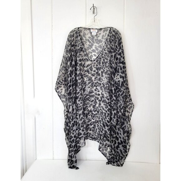 Sol & Mer Other - Sol & Mer Sheer Animal Print Caftan Poncho Swim Cover-Up